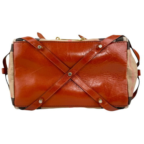 Burberry Leather and Bridle House Check Canvas Salisbury Tote Bag