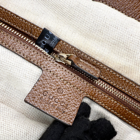 Gucci Brown/Beige GG Canvas and Leather Bree Foldover Bag