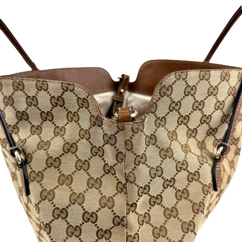 Gucci Brown/Beige GG Canvas and Leather Bree Foldover Bag