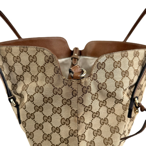 Gucci Brown/Beige GG Canvas and Leather Bree Foldover Bag
