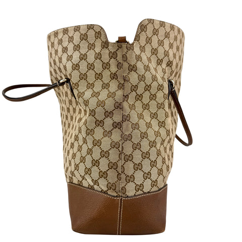 Gucci Brown/Beige GG Canvas and Leather Bree Foldover Bag