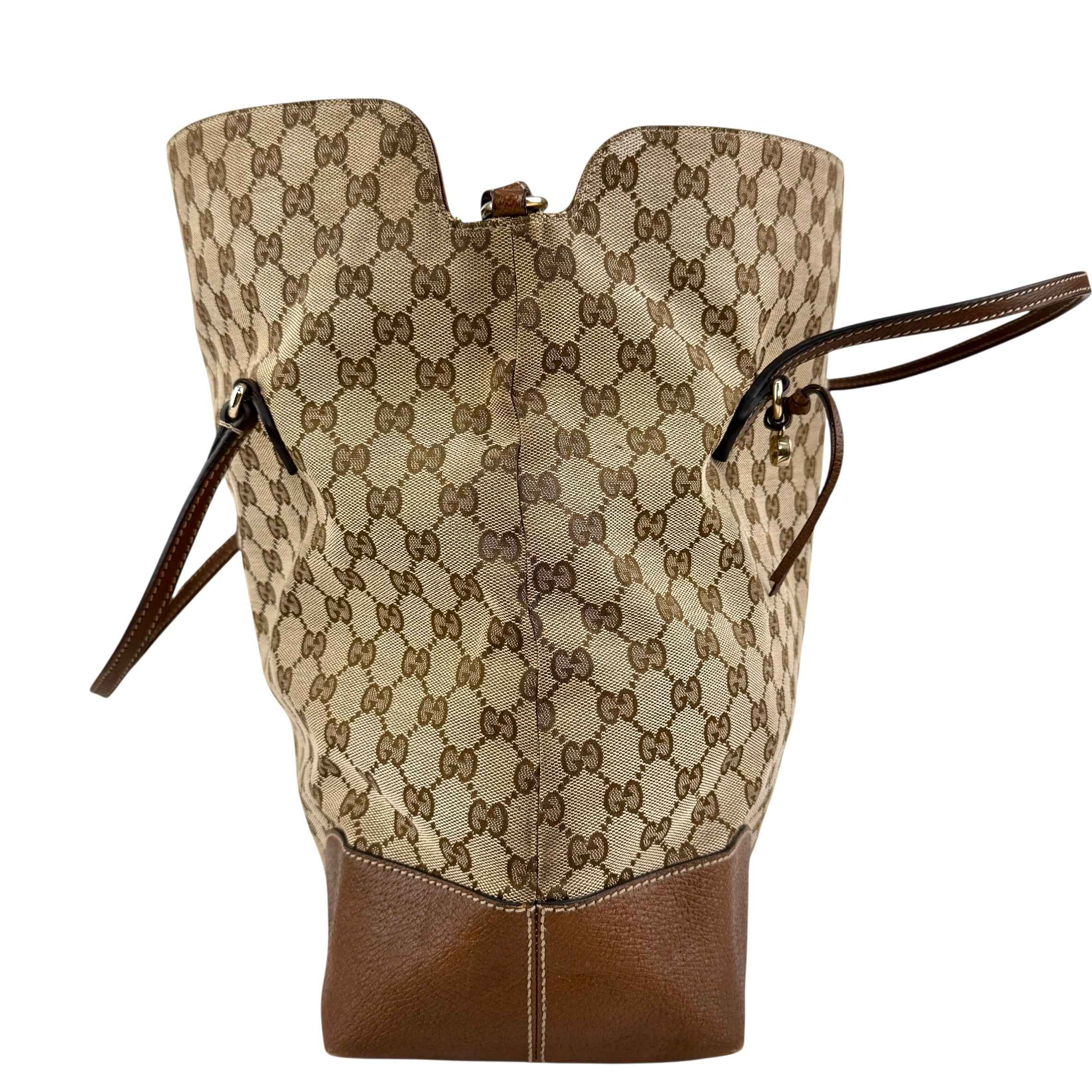 Gucci Brown/Beige GG Canvas and Leather Bree Foldover Bag
