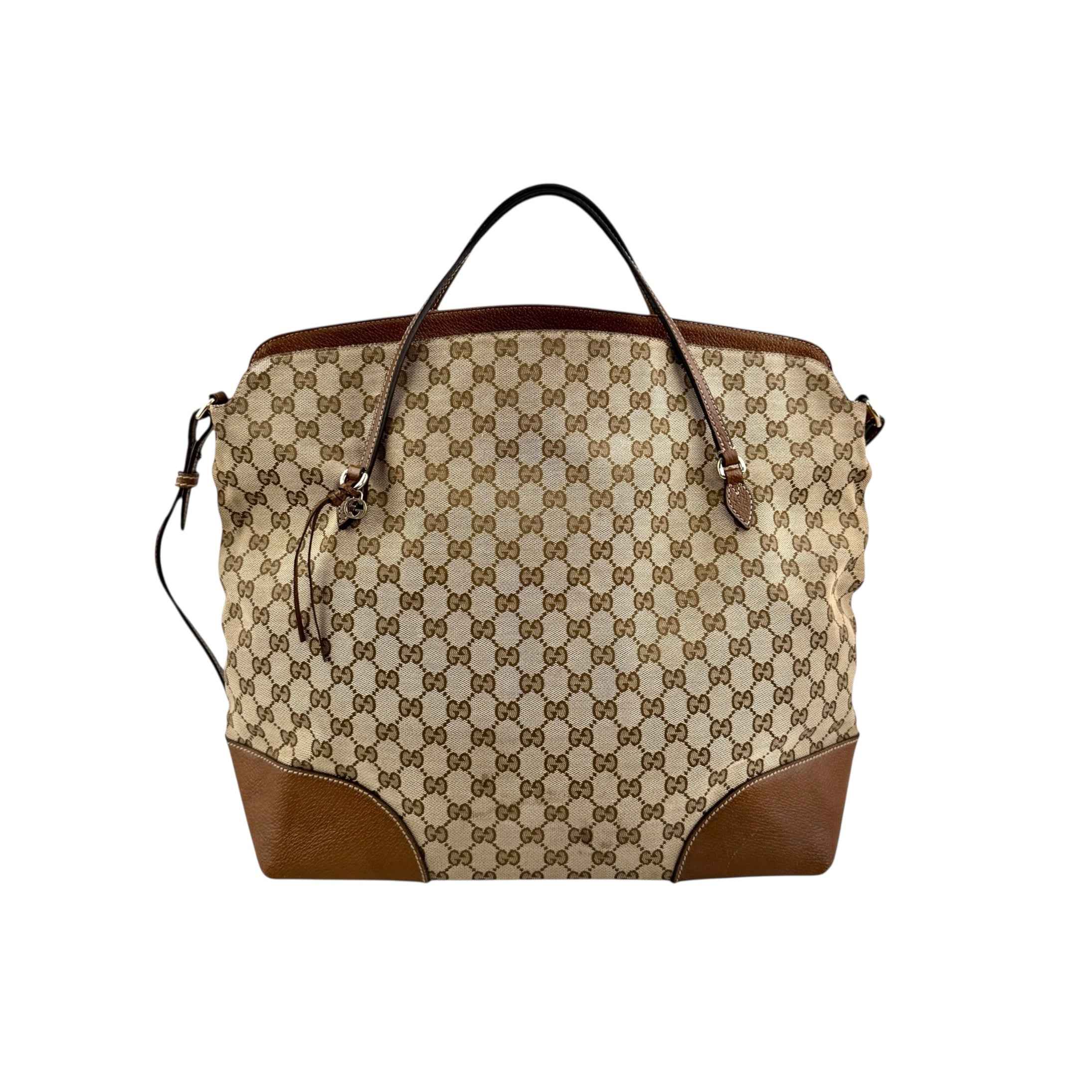 Gucci Brown/Beige GG Canvas and Leather Bree Foldover Bag