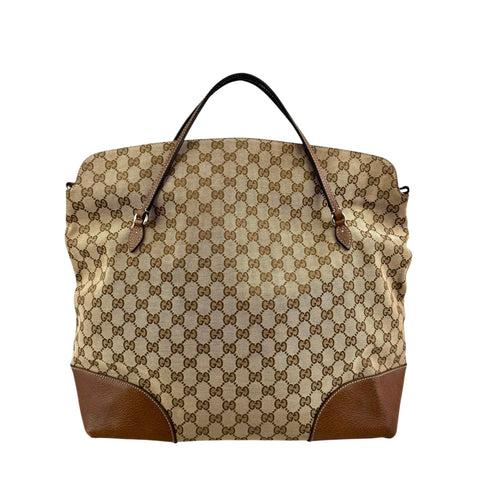 Gucci Brown/Beige GG Canvas and Leather Bree Foldover Bag