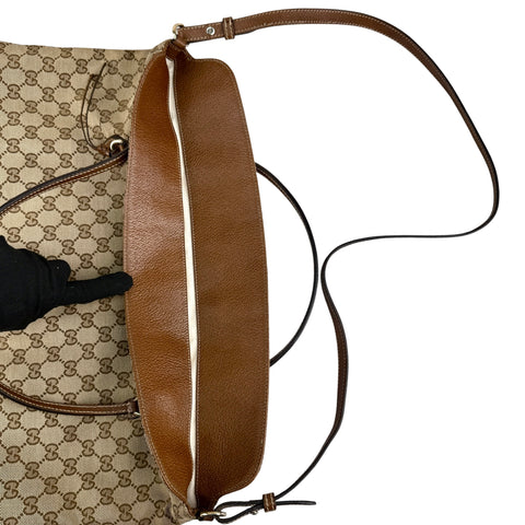 Gucci Brown/Beige GG Canvas and Leather Bree Foldover Bag