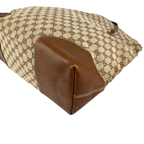 Gucci Brown/Beige GG Canvas and Leather Bree Foldover Bag