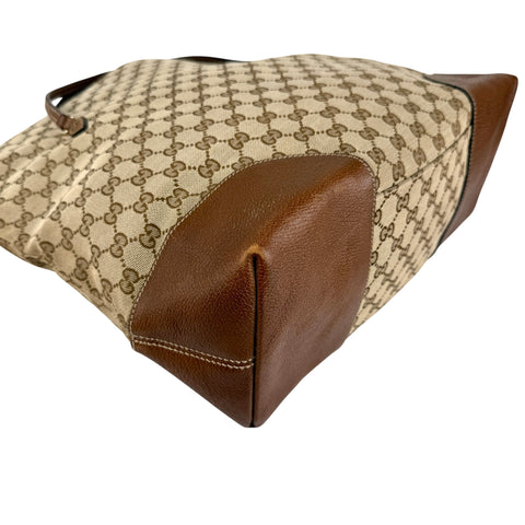 Gucci Brown/Beige GG Canvas and Leather Bree Foldover Bag