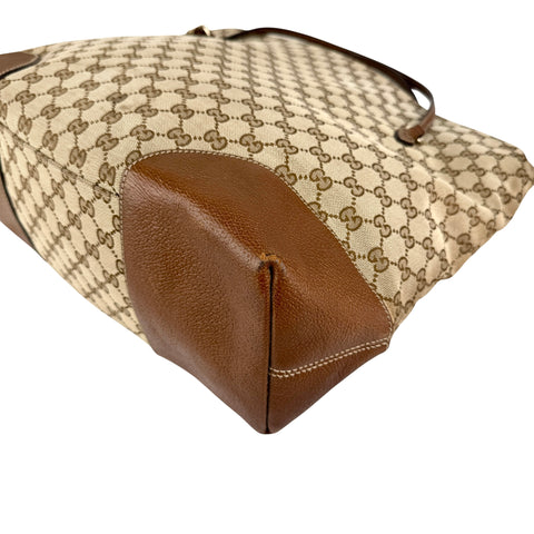 Gucci Brown/Beige GG Canvas and Leather Bree Foldover Bag