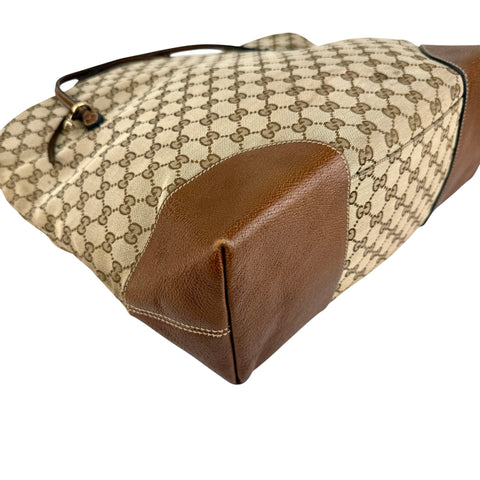 Gucci Brown/Beige GG Canvas and Leather Bree Foldover Bag