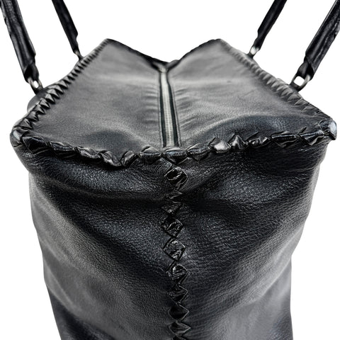 Bottega Veneta Black Intrecciato Trim Leather Tote