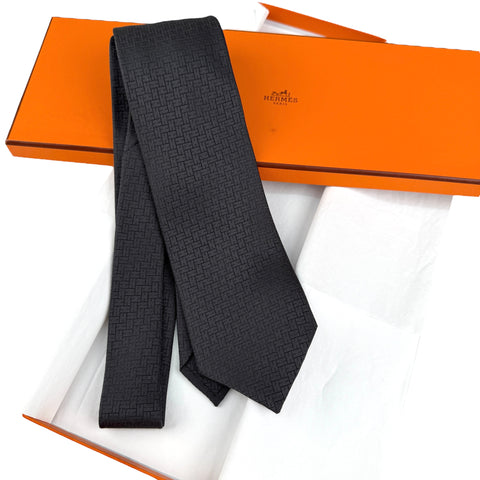 Hermès Black Silk Tie