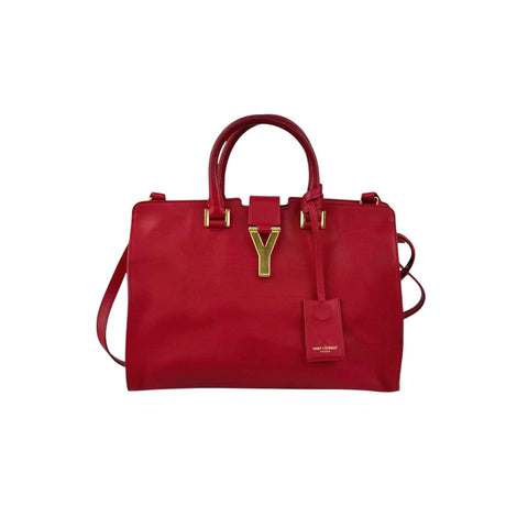Saint Laurent Red Calfskin Leather Classic Medium Y Cabas Bag