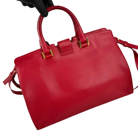 Saint Laurent Red Calfskin Leather Classic Medium Y Cabas Bag