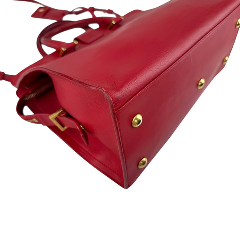 Pre-owned Saint Laurent Red Calfskin Leather Classic Medium Y Cabas Bag