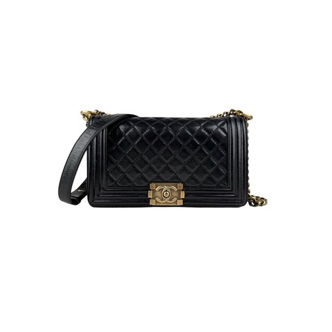 Chanel Black Quilted Leather Medium Boy Flap Bag