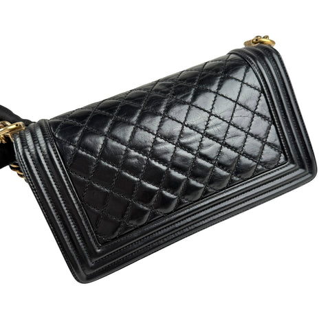 Chanel Black Quilted Leather Medium Boy Flap Bag