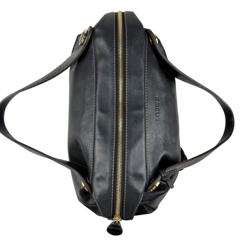 Pre-owned Loewe Semi-shoulder Bag Double handle Black Leather Embossed logo Gold hardware