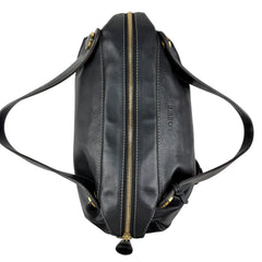 Loewe Semi-shoulder Bag Double handle Black Leather Embossed logo Gold hardware