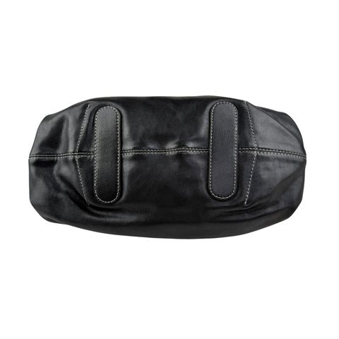 Pre-owned Loewe Semi-shoulder Bag Double handle Black Leather Embossed logo Gold hardware