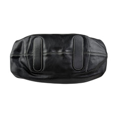 Loewe Semi-shoulder Bag Double handle Black Leather Embossed logo Gold hardware
