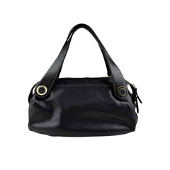 Loewe Semi-shoulder Bag Double handle Black Leather Embossed logo Gold hardware