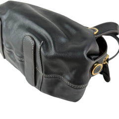 Loewe Semi-shoulder Bag Double handle Black Leather Embossed logo Gold hardware
