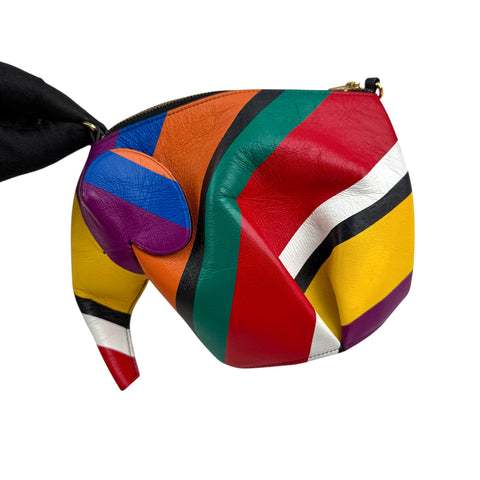Loewe Multicolor Leather Mini Striped Elephant Crossbody Bag