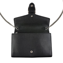 Gucci Black Pebbled Leather Dionysus Mini Wallet on Chain Bag