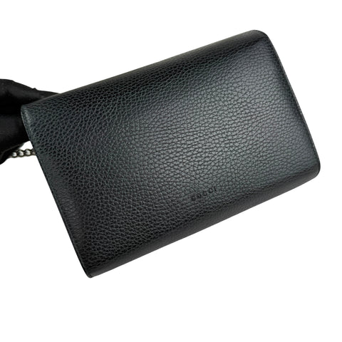 Pre-owned Gucci Black Pebbled Leather Dionysus Mini Wallet on Chain Bag