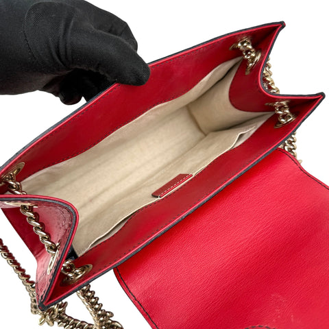 Pre-owned Gucci Red Guccissima Leather Emily Original Chain Large Shoulder Bag