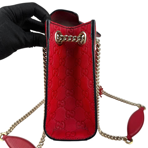 Pre-owned Gucci Red Guccissima Leather Emily Original Chain Large Shoulder Bag