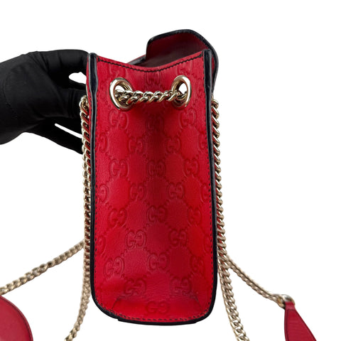 Pre-owned Gucci Red Guccissima Leather Emily Original Chain Large Shoulder Bag