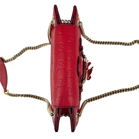 Pre-owned Gucci Red Guccissima Leather Emily Original Chain Large Shoulder Bag