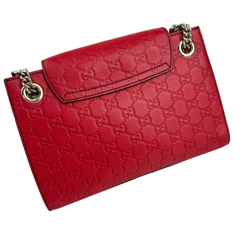 Gucci Red Guccissima Leather Emily Original Chain Large Shoulder Bag