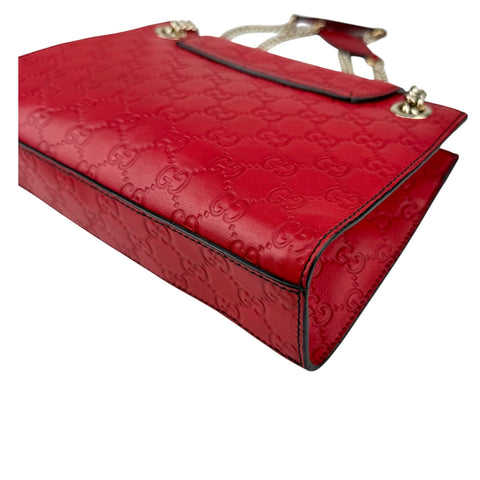 Pre-owned Gucci Red Guccissima Leather Emily Original Chain Large Shoulder Bag