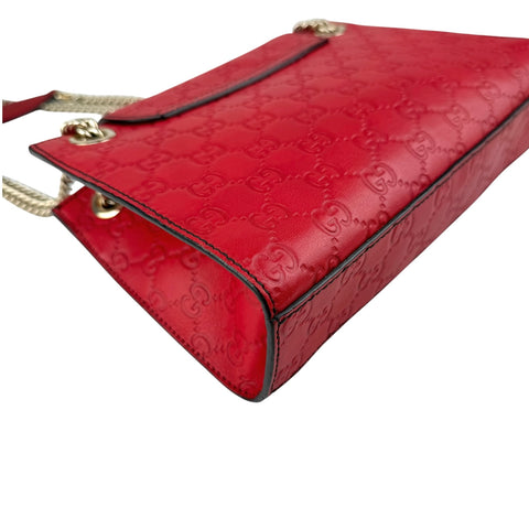 Pre-owned Gucci Red Guccissima Leather Emily Original Chain Large Shoulder Bag