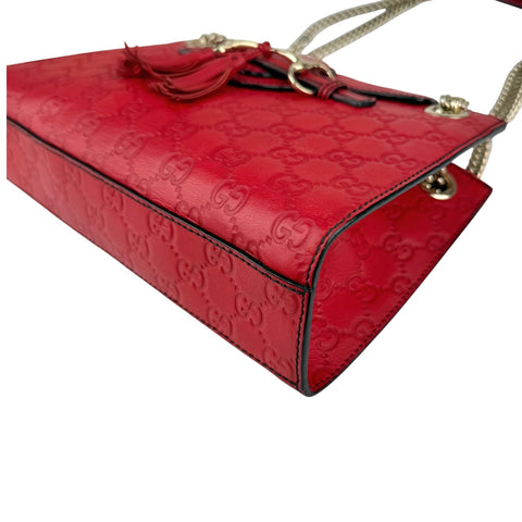 Pre-owned Gucci Red Guccissima Leather Emily Original Chain Large Shoulder Bag