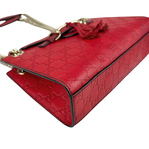 Pre-owned Gucci Red Guccissima Leather Emily Original Chain Large Shoulder Bag