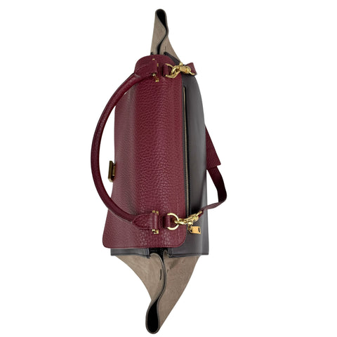 Pre-owned Celine Burgundy Tri-Color Smooth Calfskin Leather Medium Trapeze Bag