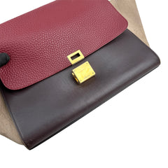 Celine Burgundy Tri-Color Smooth Calfskin Leather Medium Trapeze Bag