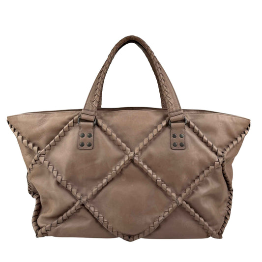 Bottega Veneta Calfskin Intrecciato Diamond Tote Pompei