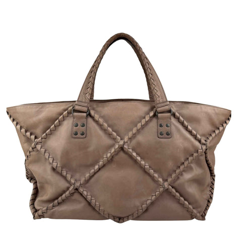 Bottega Veneta Calfskin Intrecciato Diamond Tote Pompei