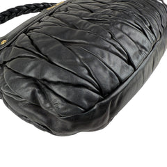 Miu Miu Black Matelasse Lambskin Leather Coffer Hobo Bag