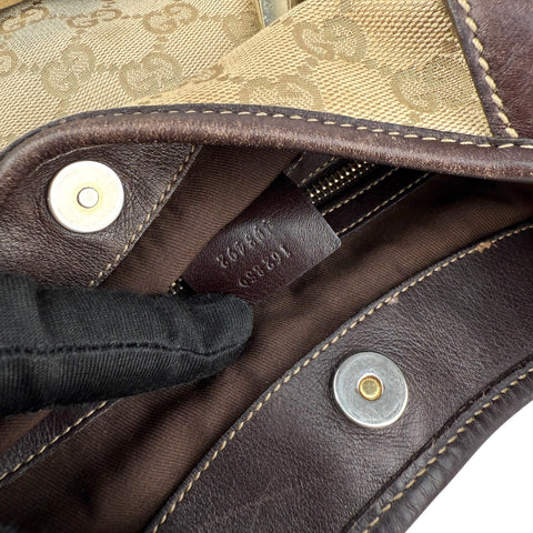 Gucci Beige/Ebony GG Fabric 85th Anniversary Bridle Bit Hobo Bag