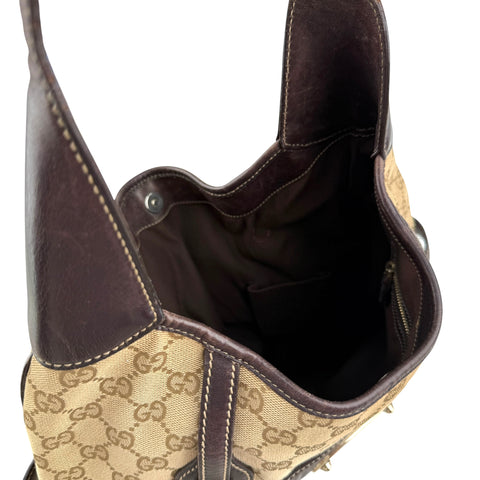 Gucci Beige/Ebony GG Fabric 85th Anniversary Bridle Bit Hobo Bag