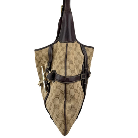 Gucci Beige/Ebony GG Fabric 85th Anniversary Bridle Bit Hobo Bag