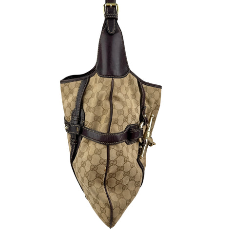 Gucci Beige/Ebony GG Fabric 85th Anniversary Bridle Bit Hobo Bag