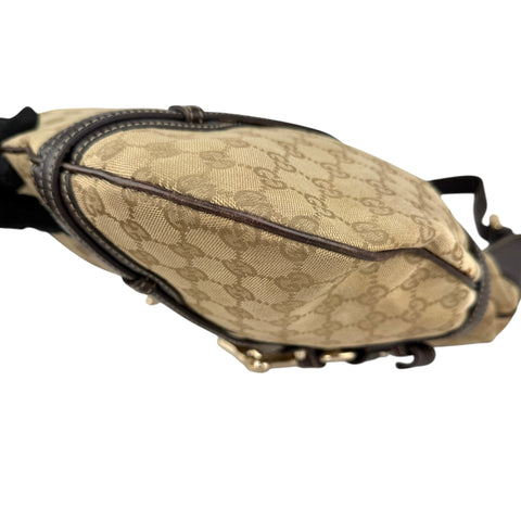 Gucci Beige/Ebony GG Fabric 85th Anniversary Bridle Bit Hobo Bag