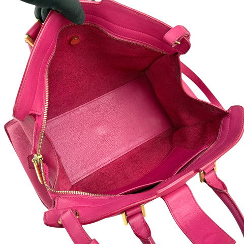 Saint Laurent Fuchsia Calfskin Leather Classic Medium Y Cabas Bag
