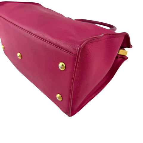 Saint Laurent Fuchsia Calfskin Leather Classic Medium Y Cabas Bag